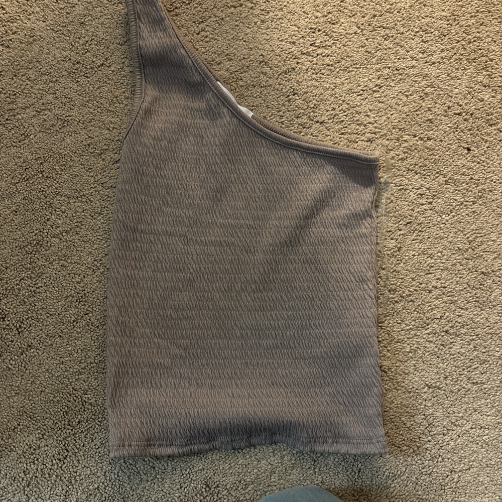 One-Shoulder Gray Crop Top